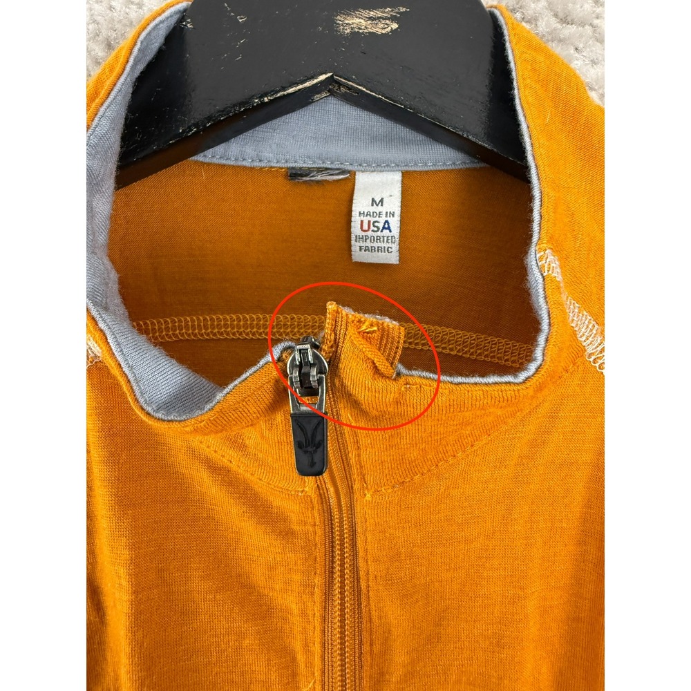 iBex Size M Full Zip Merino Wool Cycling Jersey Orange Short Sleeve Women - Picture 2 of 7